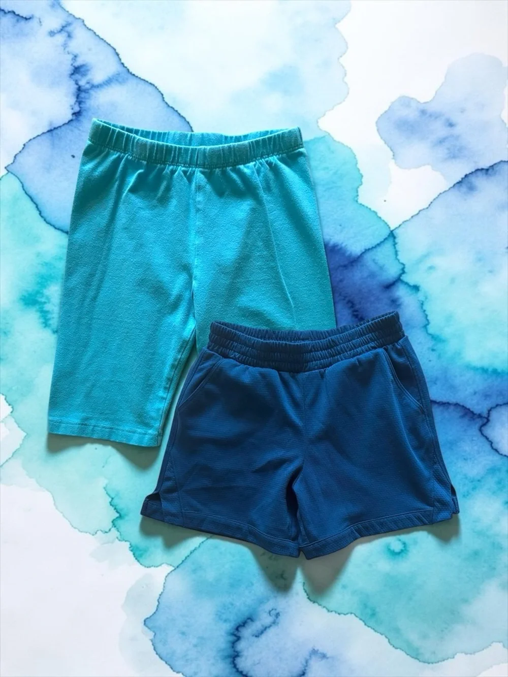 Children’s Place & Athletic Works Girls 7–8 Aqua/Navy Shorts Bundle